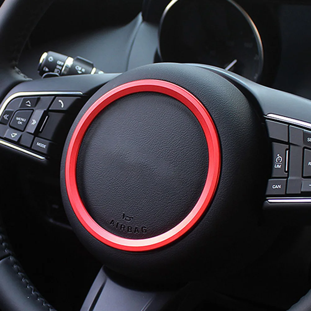

Aluminum Alloy Steering Wheel Decoration Circle Durable Easy Disassemble Sandblasting Anti-Scratch Car Decorative Ring Interior