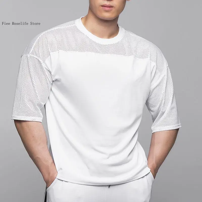 Exercise Fitness Mesh Quick Drying Loose Short Sleeve Running Training Breathable Sweat Absorbing Thin Basketball T-Shirt Men