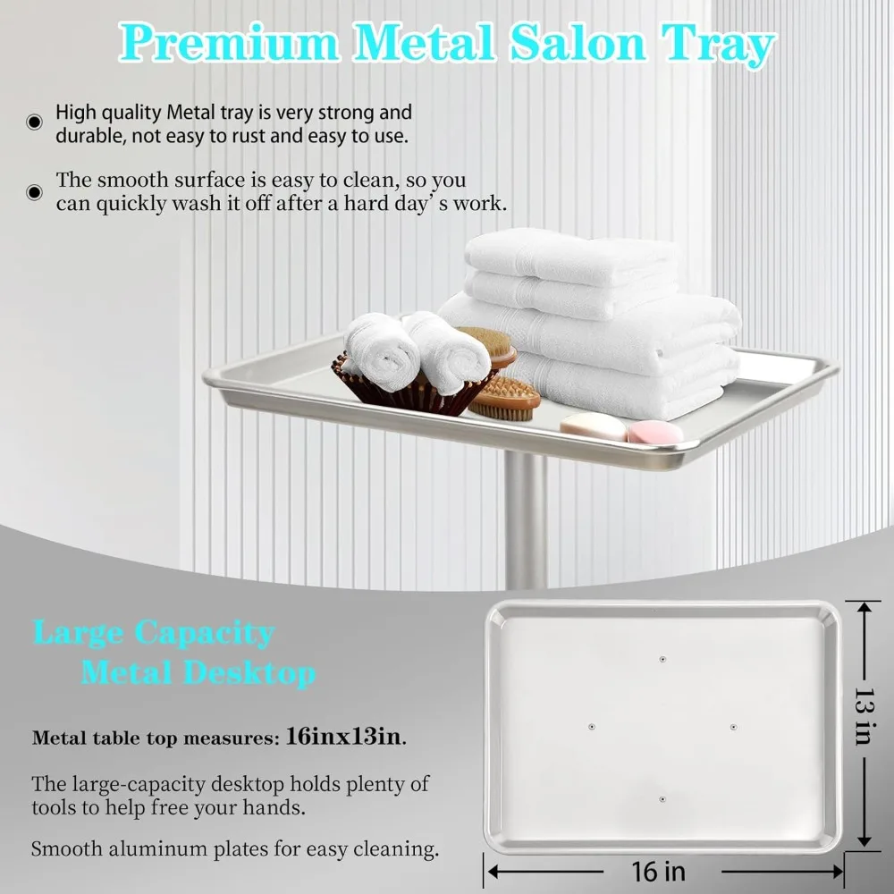 

Tray, Silver Tray, Tattoo Tray on Wheels, Metal Salon Rolling , Salon Services Height-Adjustable, Tattoo