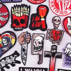 Punk Patch Personality Skull Embroidered Patches For Clothes Jackets Backpack Embroidery Applique Iron On Patches For Clothing