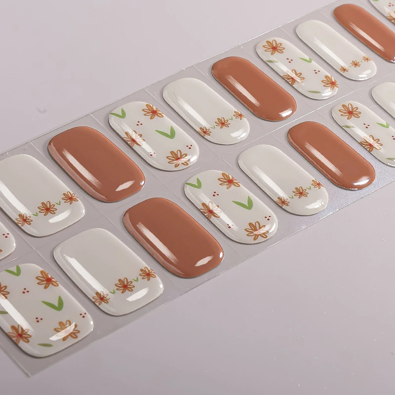 22 نصائح الزهور هلام مسمار شرائط غطاء كامل الفرنسية رائعة الأزهار الخبز خالية هلام مسمار ملصقات DIY بها بنفسك مانيكير الديكور