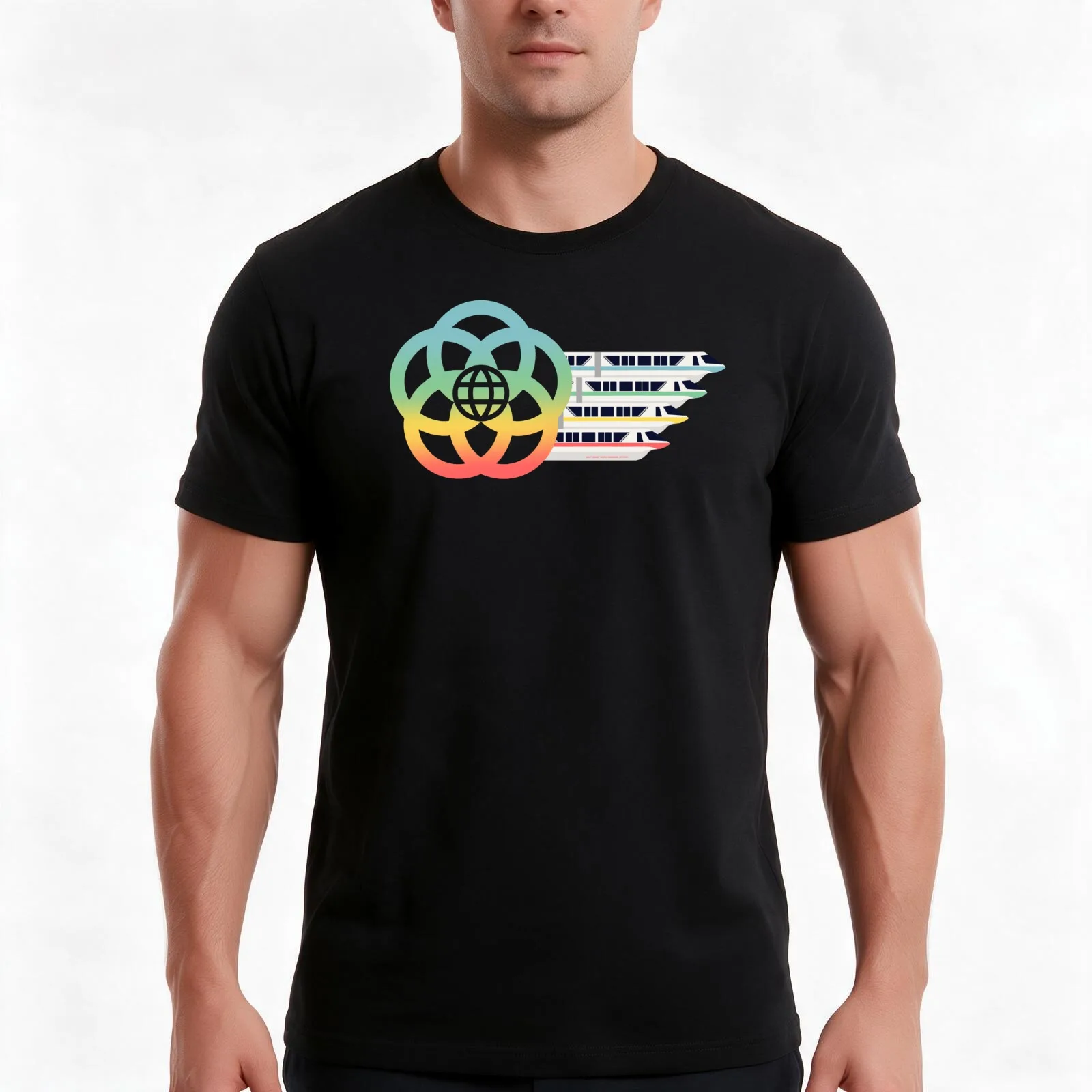 Epcot monorails T-Shirt, Summer Casual Cotton Tee, Oversized Streetwear Tops, Vintage Graphic Print, Loose Fit Short Sleeve