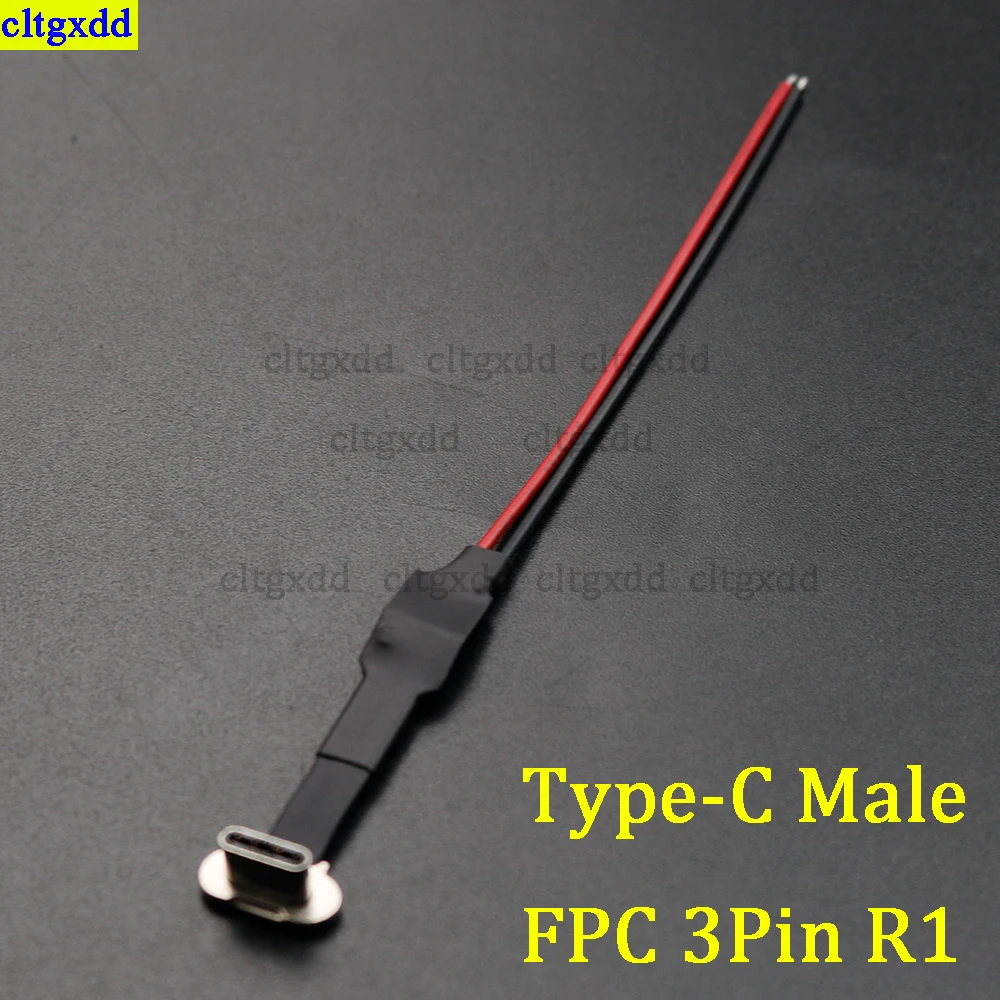 cltgxdd 1piece USBC Type-C FPC 2-pin 3-pin with resistor R1 soft flat cable male head mobile phone fast charging cable extension