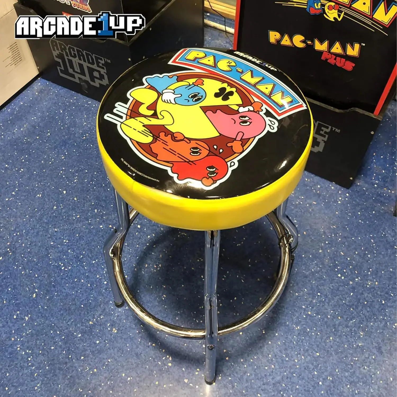 ARCADE1UP Adjustable Video Game Stool with Leg Extenders, Pac-Man