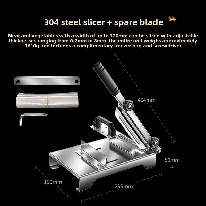 قطاعة اللحوم اليدوية الاحترافية 304 شفرة فولاذية لقطع لحم البقر المجمد ولحم الضأن أداة إعداد الطعام التجارية للمطبخ المنزلي #6