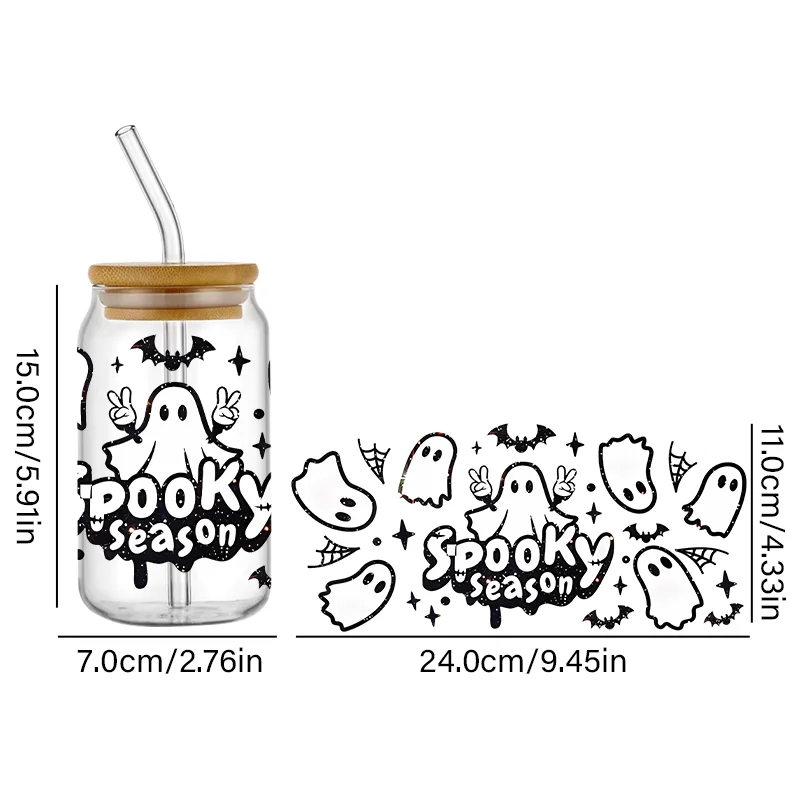 Ghost Libbey Glass Svg Ghost Glass Can Svg 16oz Glass Can Wrap Svg Cut File Halloween Wrap for Glass Cute Ghost  for Glass Cup