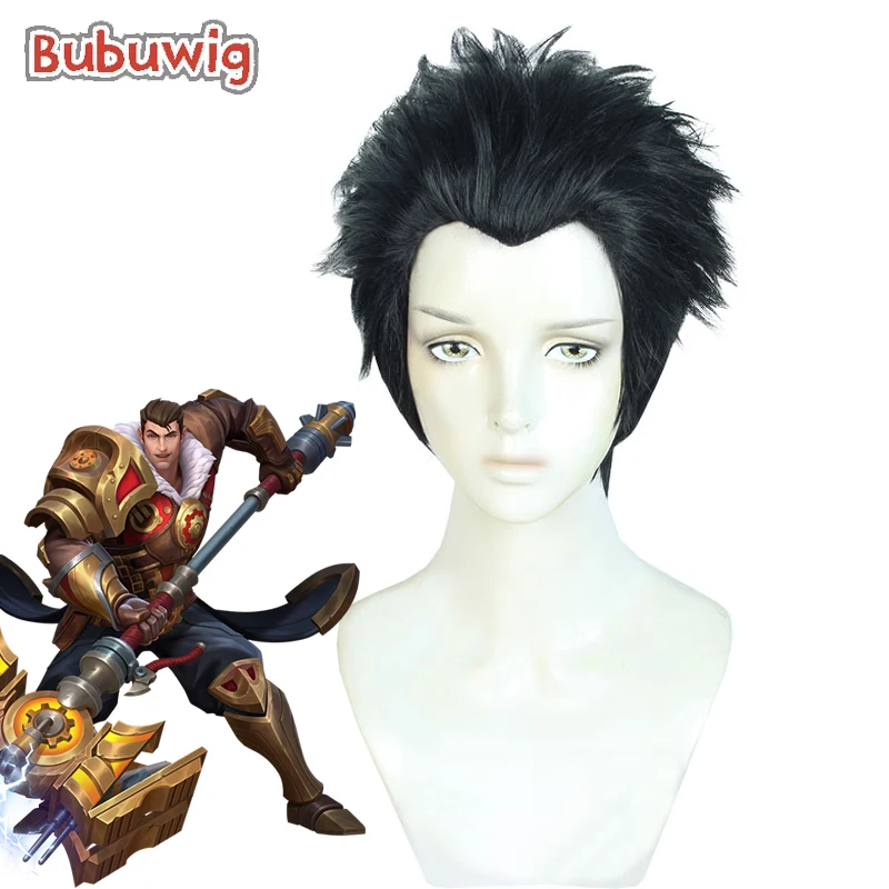 

Bubuwig Synthetic Hair Arcane Jayce Cosplay Wigs LOL Arcane Jayce 30cm Short Straight Black Men Anime Party Wig Heat Resistant