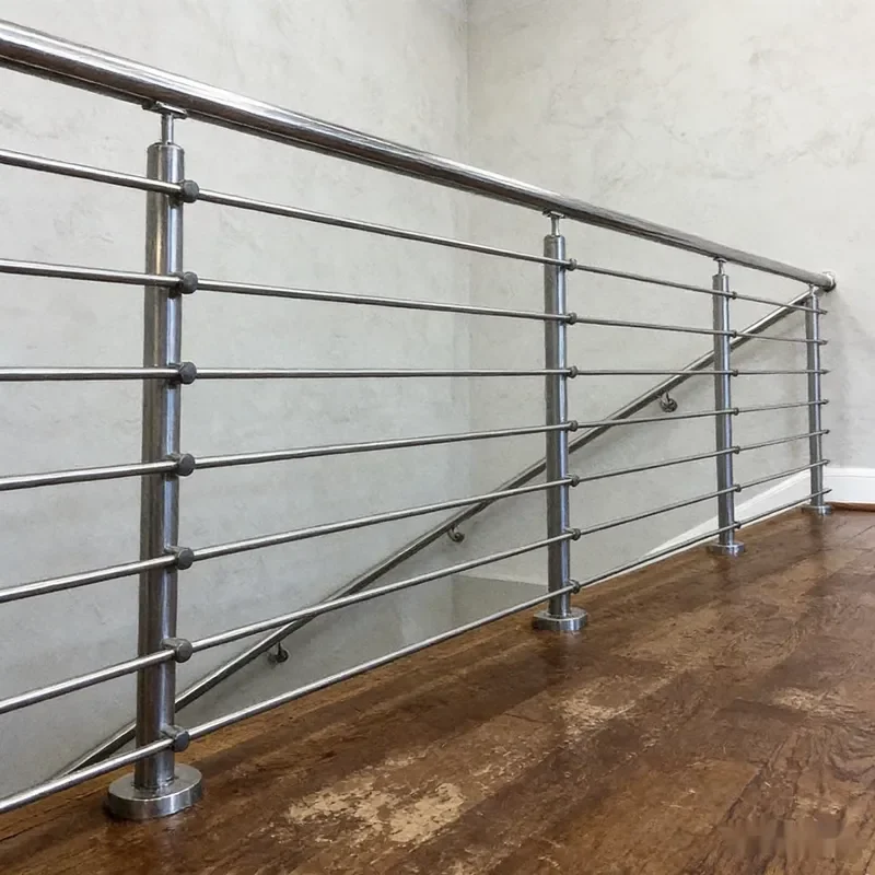 for Modern Indoor Double Deck Carbon Steel Straight Ladder with Vertical Railing and Solid Wood Pedals for Luxury Villas