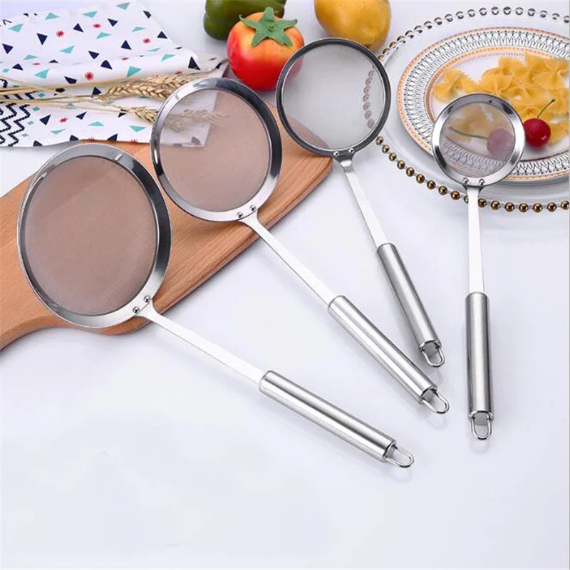 Kitchen Multi-functional Filter Spoon Stainless Steel Fine Mesh Wire Oil Skimmer Strainer Fried Food Net Kitchen Gadgets