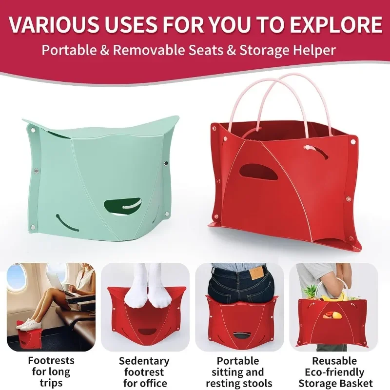 1/2/4 قطعة المحمولة كرسي بلا ظهر قابل للطي حقيبة التخزين مع مقبض حمل مستخدمين السفر في الهواء الطلق التخييم سلة فاكهة كرسي قابل للطي #3