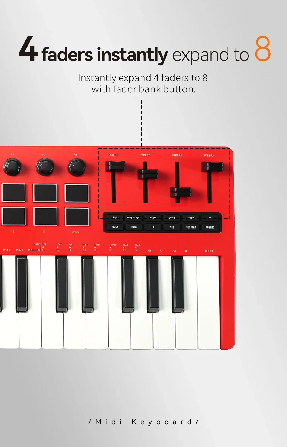 Controlador MIDI de teclado de 37 teclas M-VAVE SMK-37 PRO e 8 botões suporta conexão sem fio para operação de software de vários sistemas