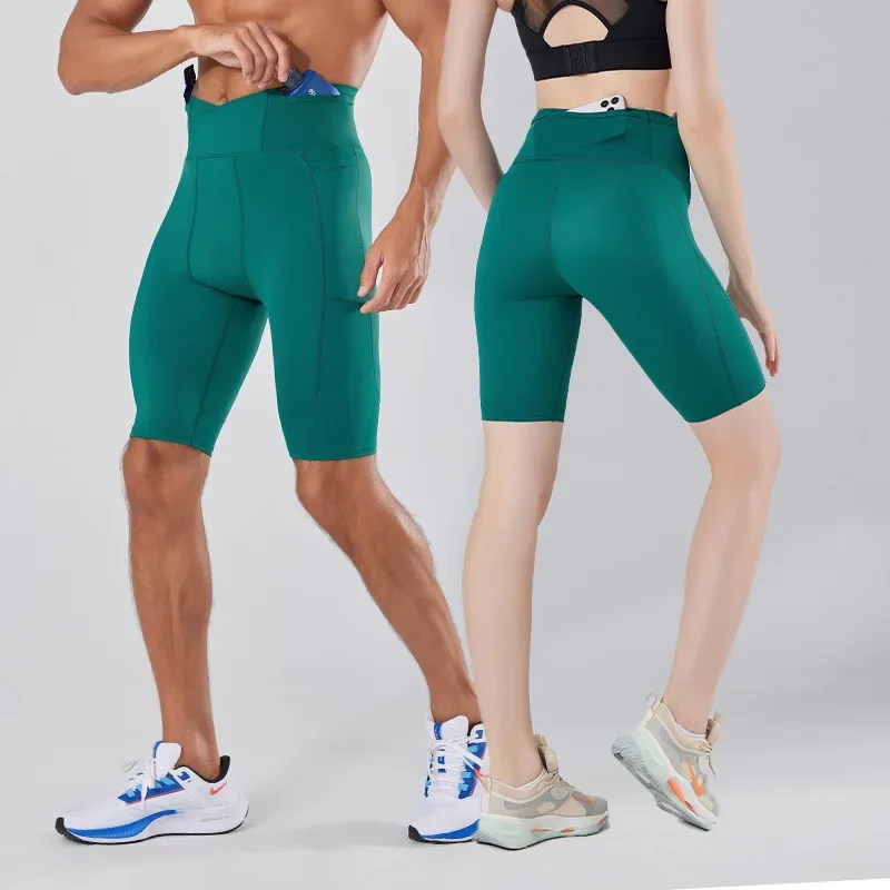 

High-elastic cross-waist tight compression pants marathon running five-point leggings outdoor quick-drying shorts