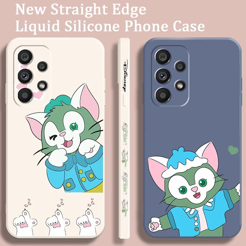 Gelatoni Disney Cute Liquid Left Rope For Samsung Note 20 10 A54 A31 A14 A03 A22 A34 A04 A24 Ultra Plus 5G Cover Phone Case