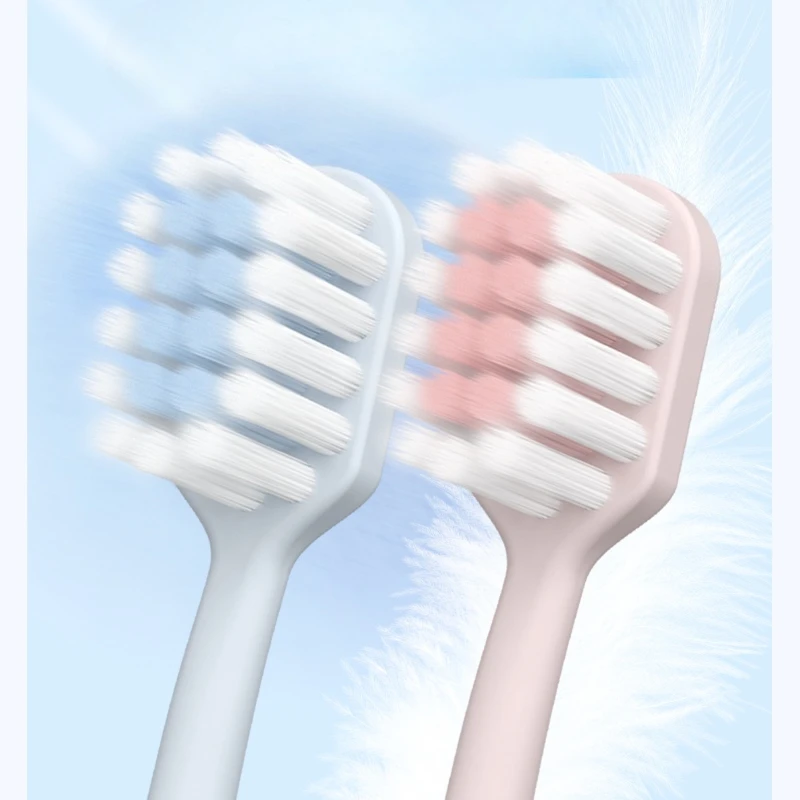 فرشاة أسنان للكبار بشعيرات ناعمة ممتازة برأس واسع منزلية فضية أيونية على الطراز الياباني حزمة عائلية 8 قطع تغليف دلو