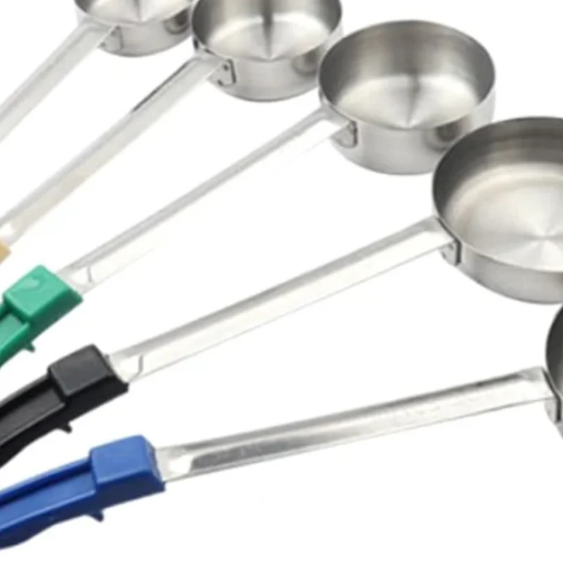 Stainless Steel Sauce Spoon With Long Rubber Handle Anti-Hot Pizza Spread Ladle Measuring Soup Spoon Kitchen Cooking Tableware