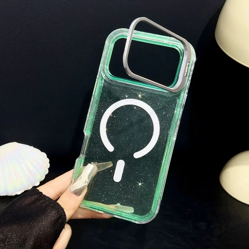 

Lens holder suitable for Apple 17 Pro max phone case iPhone 16 Plus magnetic suction 15 Pro glitter protection case