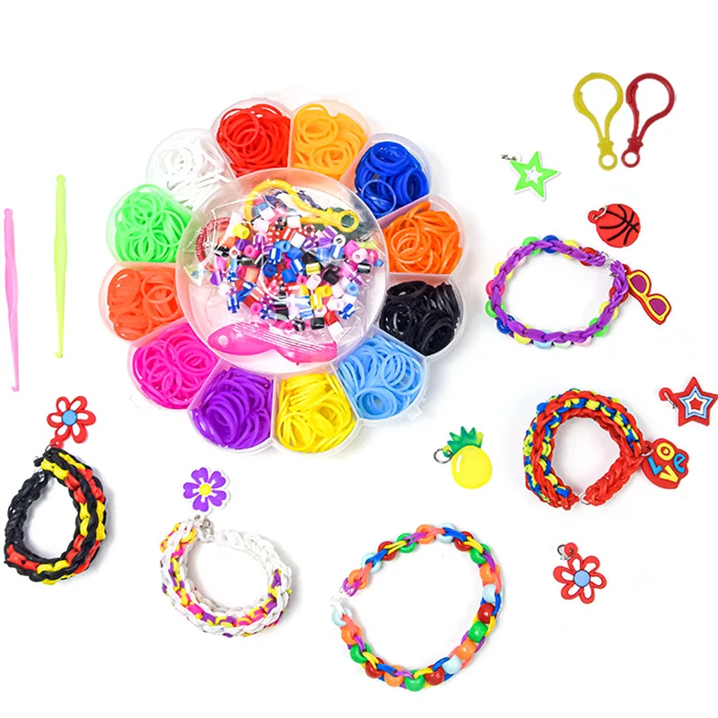 1Box Kreative Bunte Webstuhl Bands Set Für Handgemachte Elastische Armband Herstellung Kit DIY Gummiband Handwerk Geschenke Schmuck Zubehör – Detail 1