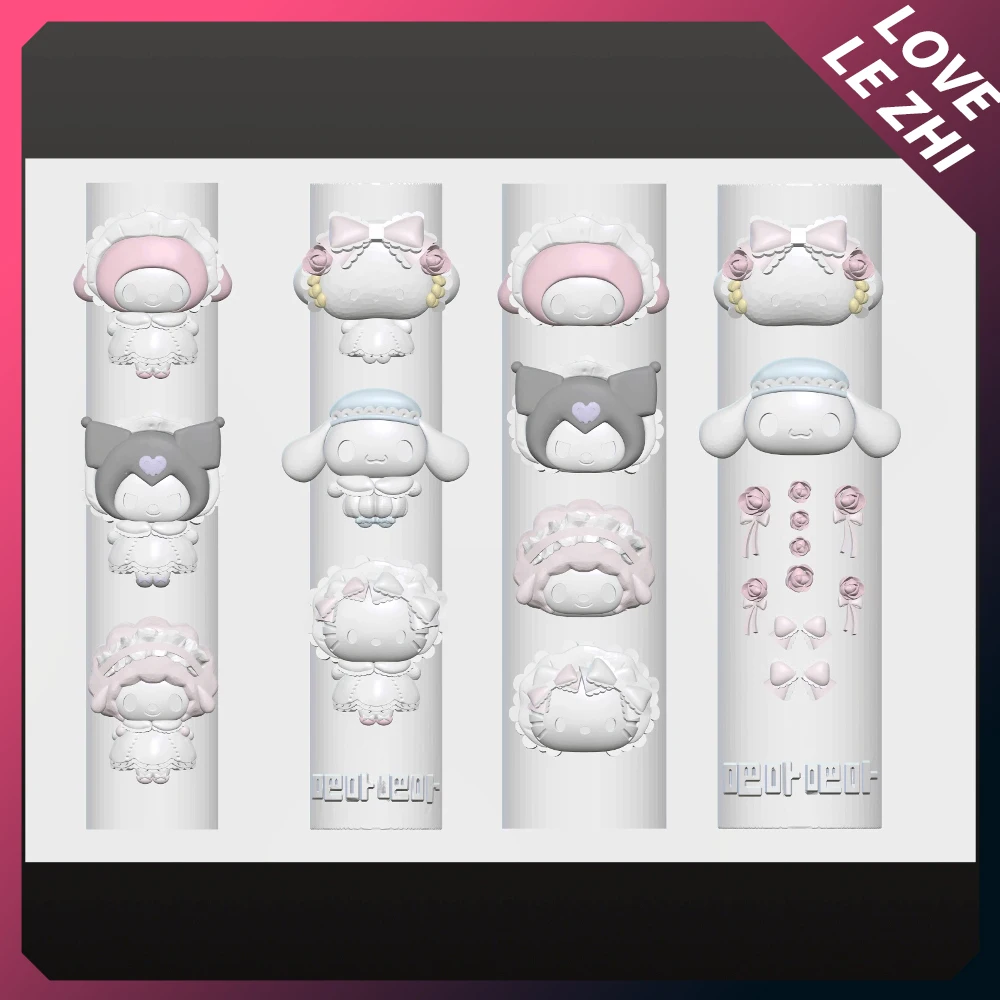 

Kawaii Cartoon Kt Cat Kuromi Wedding Dress Series Nail Art Mold Cute My Melody Cinnamoroll Bowknot Flowers Nail Mould Charm