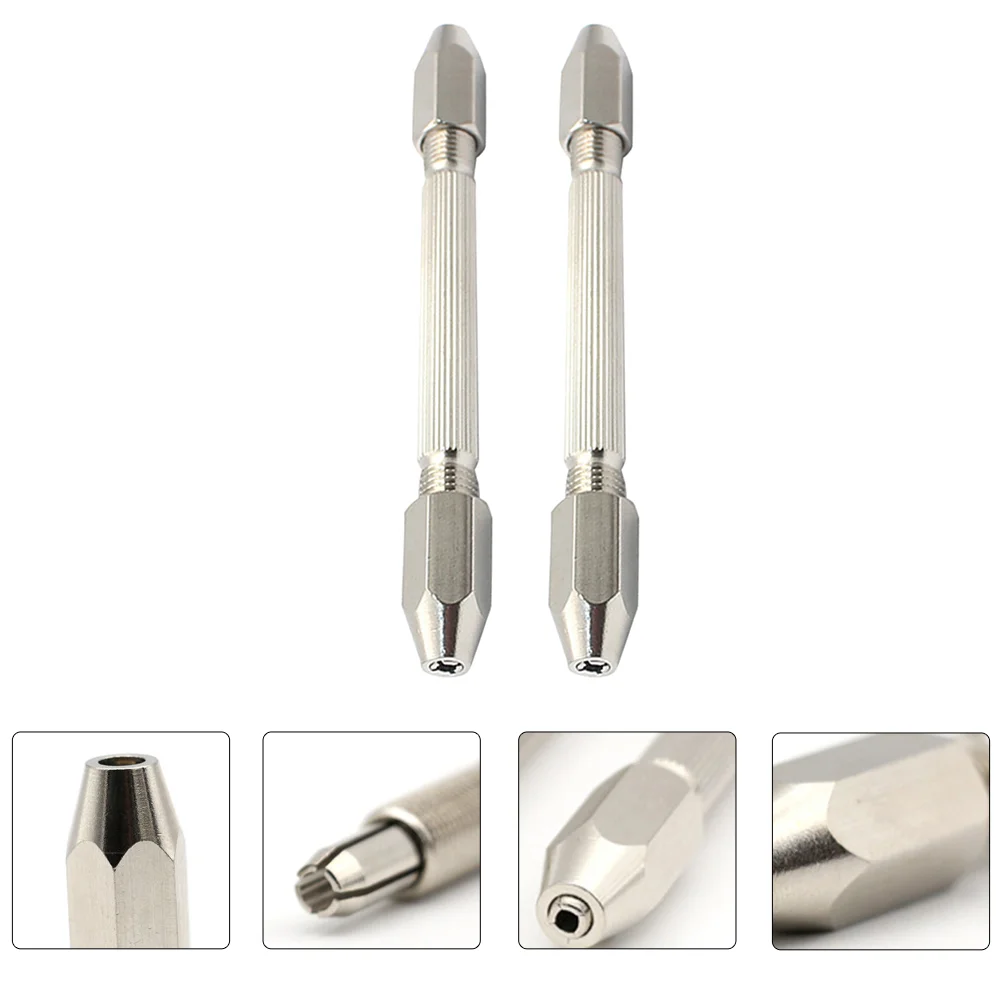 

2 Pcs Auger Drill Bit Micro Hexagonal Pin Vise Vice Wire Tool Watch Repair Hand Double Ended