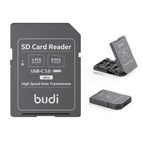 BUDI SD/TF Card Reader with SD Card Appearance Design 4 SD Slots & 8 TF Slots New Multifunctional High-Speed Memory Card Reader