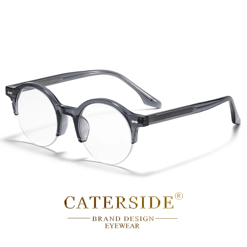 CATERSIDE Vintage Runde Herrenbrille Markendesign Halbrahmen Business-Brillen Damen Anti-Blaulicht Lesebrille – Detail 13