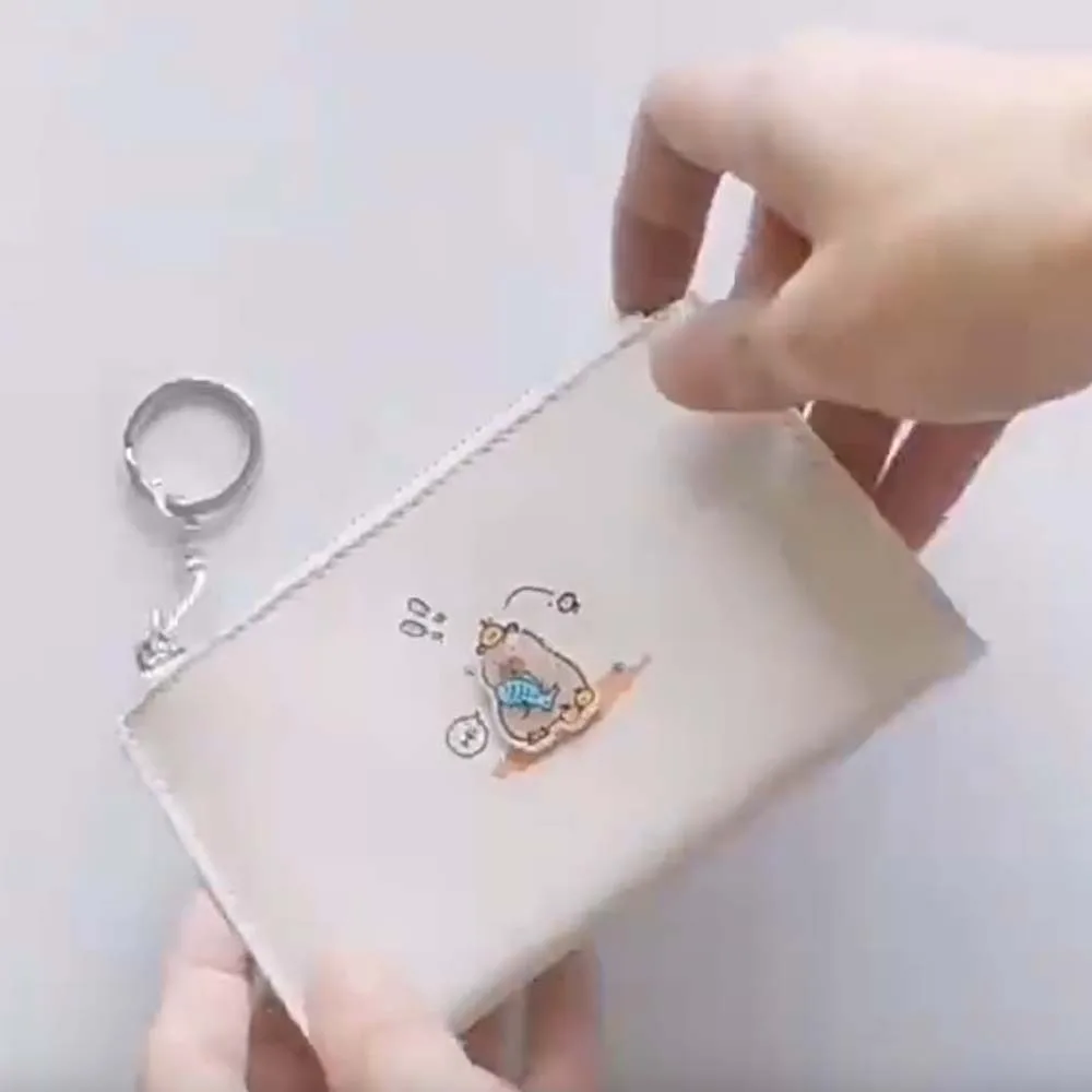 مقاوم للماء لطيف كابيبارا المحفظة البلاستيكية الكورية نمط الكرتون بطاقة حافظة صور جيب حامل بطاقة متعددة معلقة حقيبة صغيرة العمل