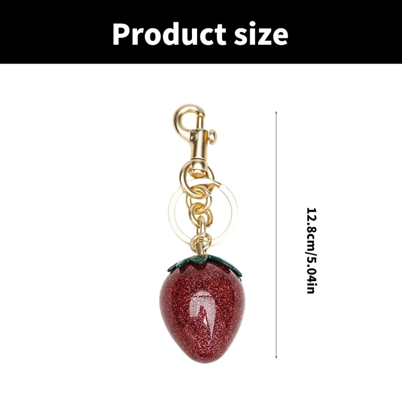 Elegant Strawberry Pendant Key Holder Small Bag Ornament Fashionable Bag Charm Unique Strawberry Accessory for Daily image 6
