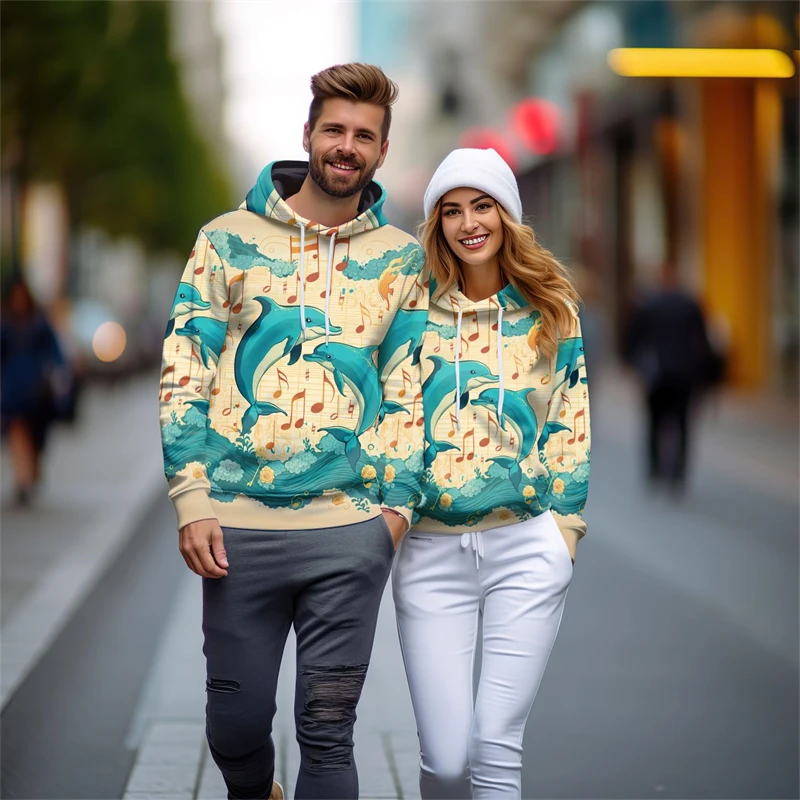 

Harajuku fashion dolphin graphic sweatshirts casual Hawaii Hoody sea animal hoodies for men clothes mermaid pullovers CP tops