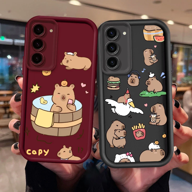 Capybara Cute Anime For Samsung Note 20 S24 S23 S22 S21 S20 Ultra Plus FE A25 A23 A22 A15 A31 5G Eye Ladder TPU Phone Case