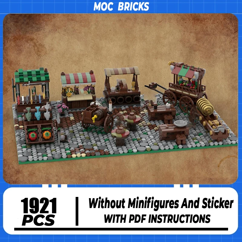 

Medieval Castle Model Moc Building Blocks Medieval Market Bricks Model DIY Assembly Construction Toy Holiday Birthday Gifts