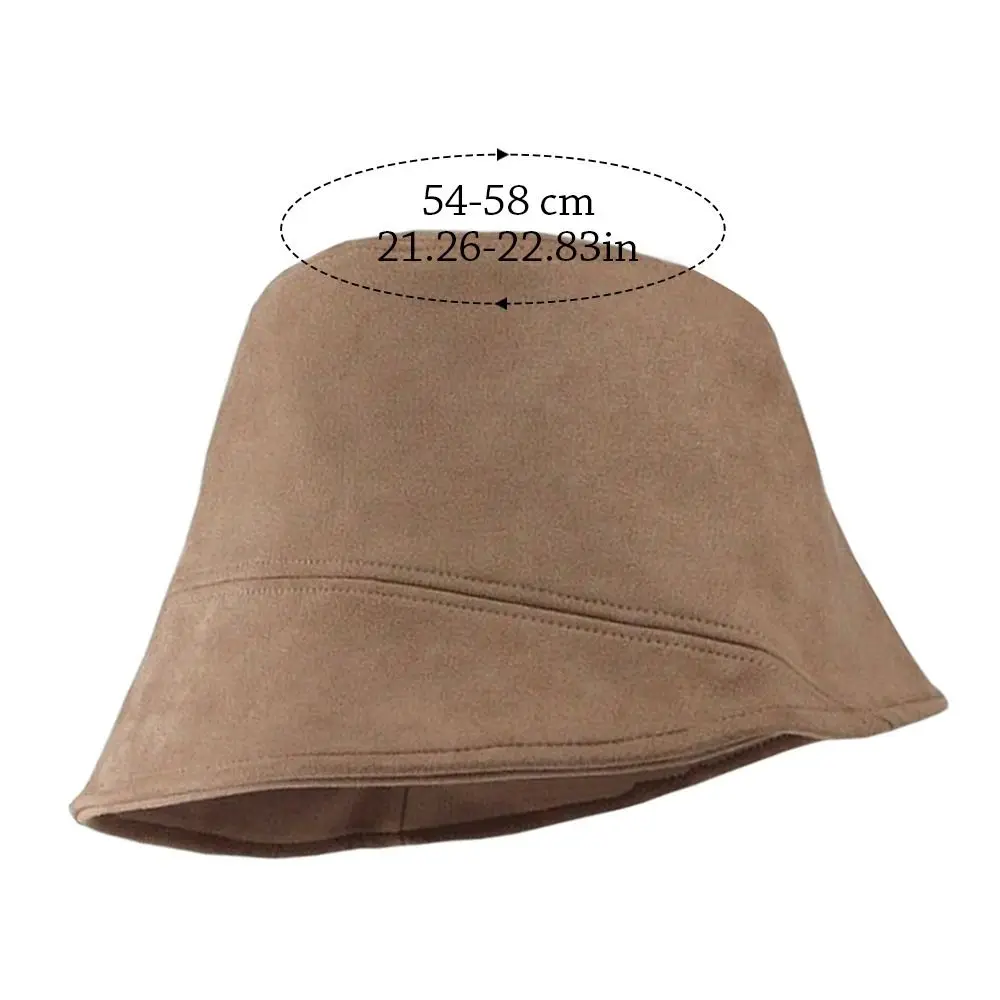 Outdoor Plush Bucket Hat Warm Suede Wool Panama Hat Soft Winter Fisherman Cap for Women