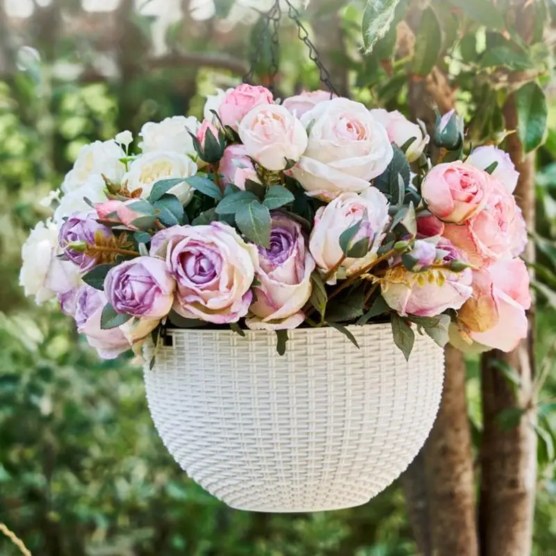 H8WB 실내 발코니 식물 홀더 강화 구조 지원 매달려 화분 바구니