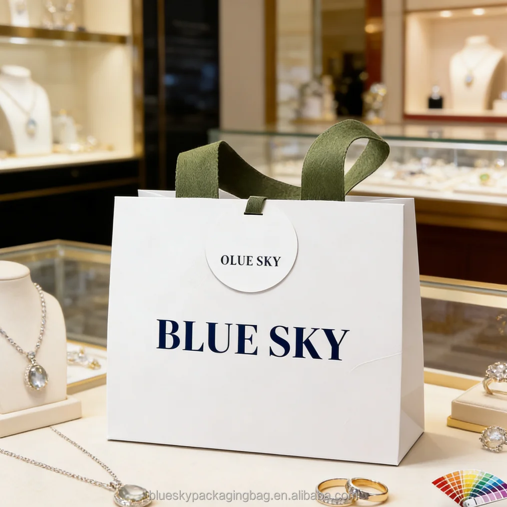 Custom Logo Recyclable Cardboard Handbags With Handles Eco Friendly Paper Shopping Bags For Clothing Shoes Retail Gift Packaging