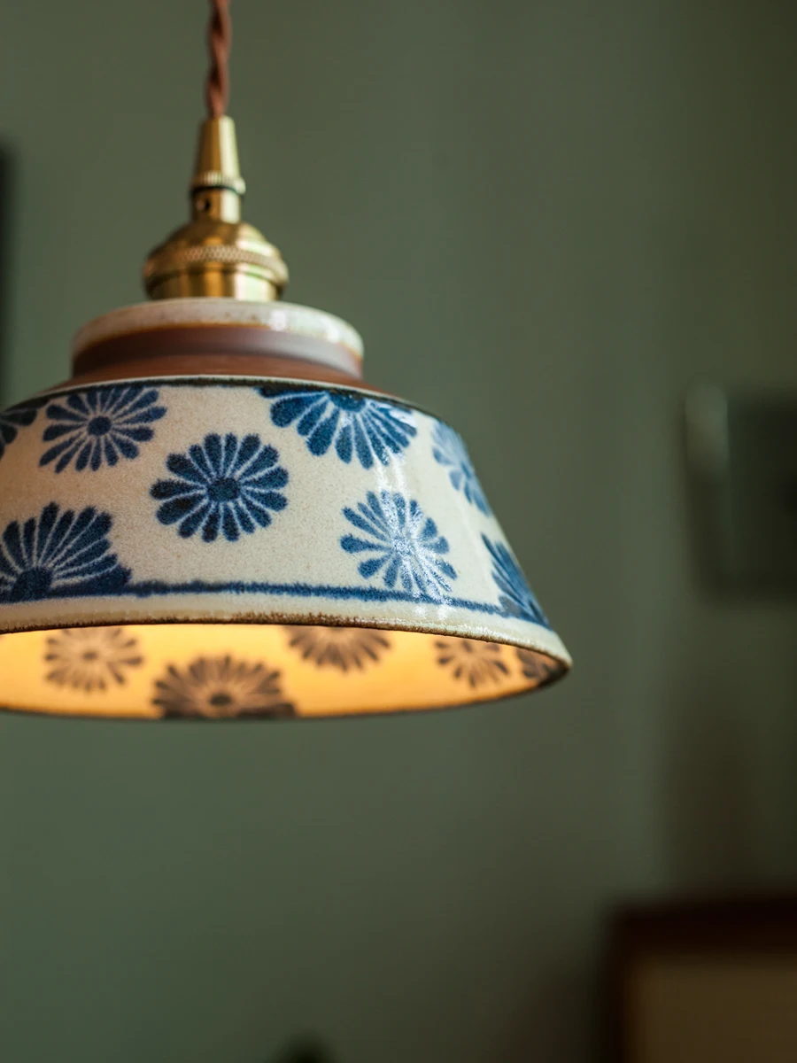 Retro Chinese Porcelain Pendant Light Creative Home Decoration Bedroom Bedside Lighting E27 Restaurant Kitchen Hanging Lamps