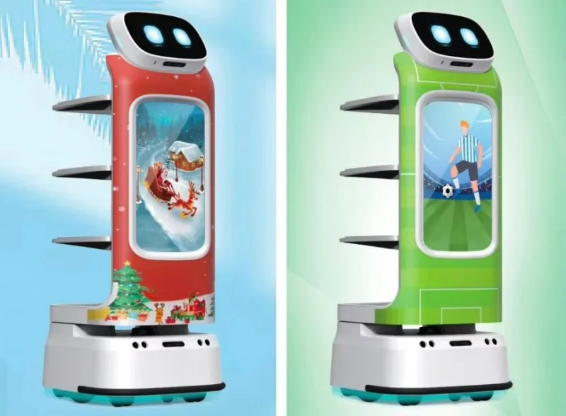 AI Powered Restaurant Delivery Robot, Smart Navigation System  Commercial Food Serving Robot Suitable for Hotels Cafeterias