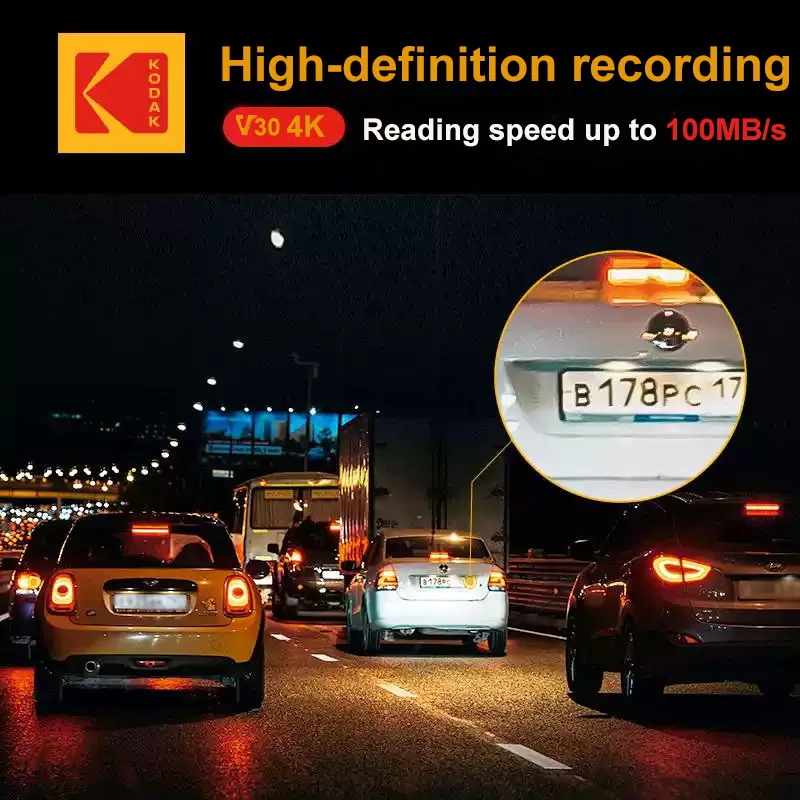 Kodak Dashcam Micro Sd Card 4K Loop Recording Microsd Memory Cards A1 U3 V30 100MB/s SDXC Resistant High Temperatures