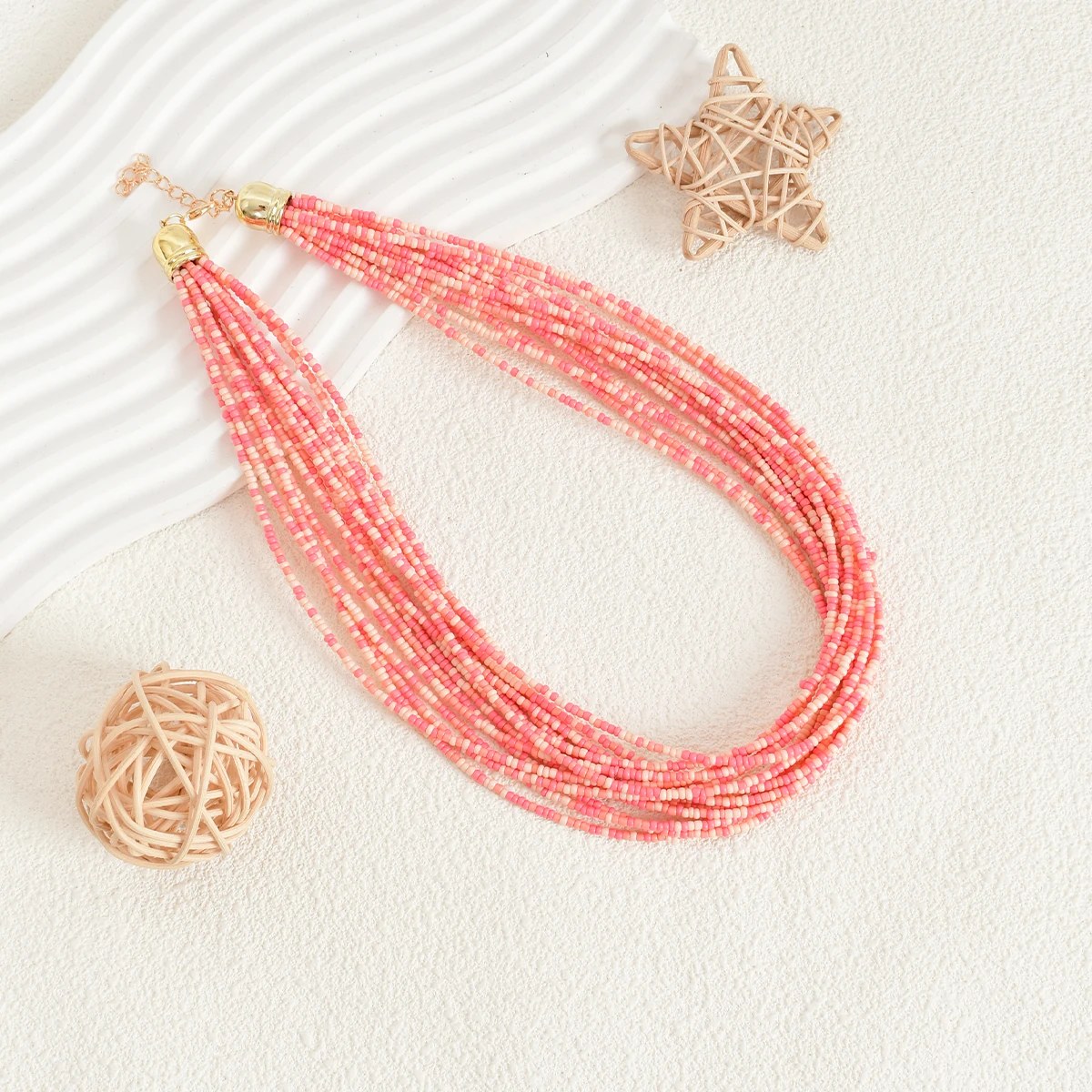 1 Bohemian jewelry Bohemian multi-layer bead necklace suitable for girls\' daily wear