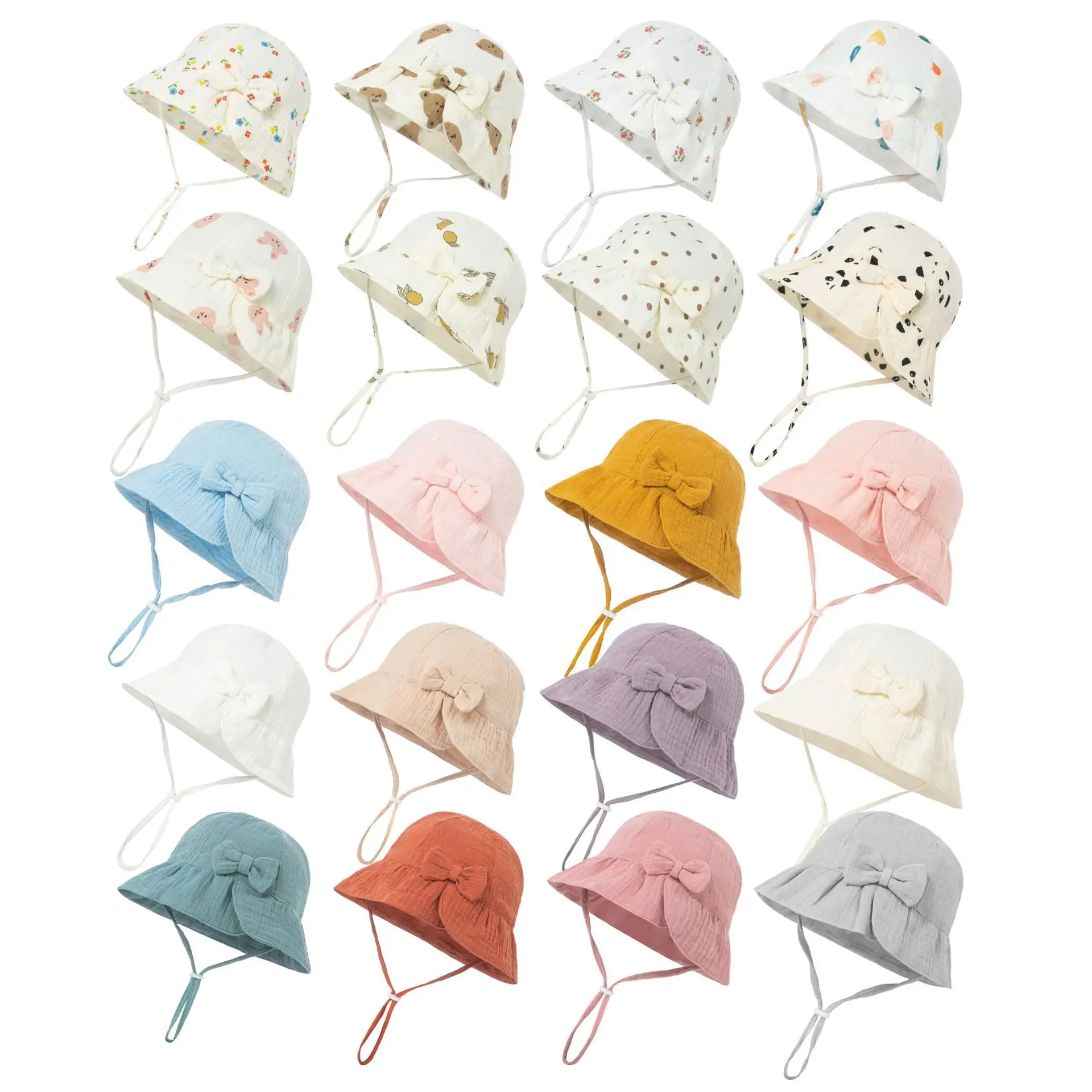 Spring Autumn Dot Floral Prints Soft Baby Bucket Hat Cotton Fisherman Hats Children Summer Toddler Boys Girls Panama Sun Cap Kid