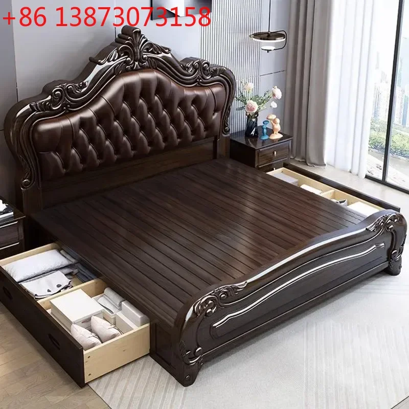 

Дизайнерская двуспальная кровать для спальни, водонепроницаемая деревянная роскошная двуспальная кровать на платформе, винтажная постмодернистская мебель Letto Matrimoniale