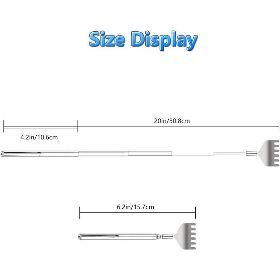 Stainless Steel Telescopic Back Scratcher, Portable Extendable Scratch & Massage for Seniors, Home Gift