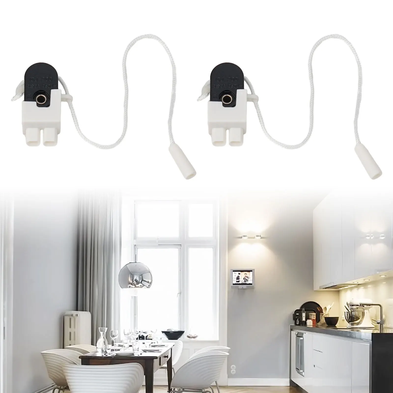 Cord-operated Switch Pull Switch White&Black Convenient To Install For Pull Switch Lamp Switch Repair Replacement