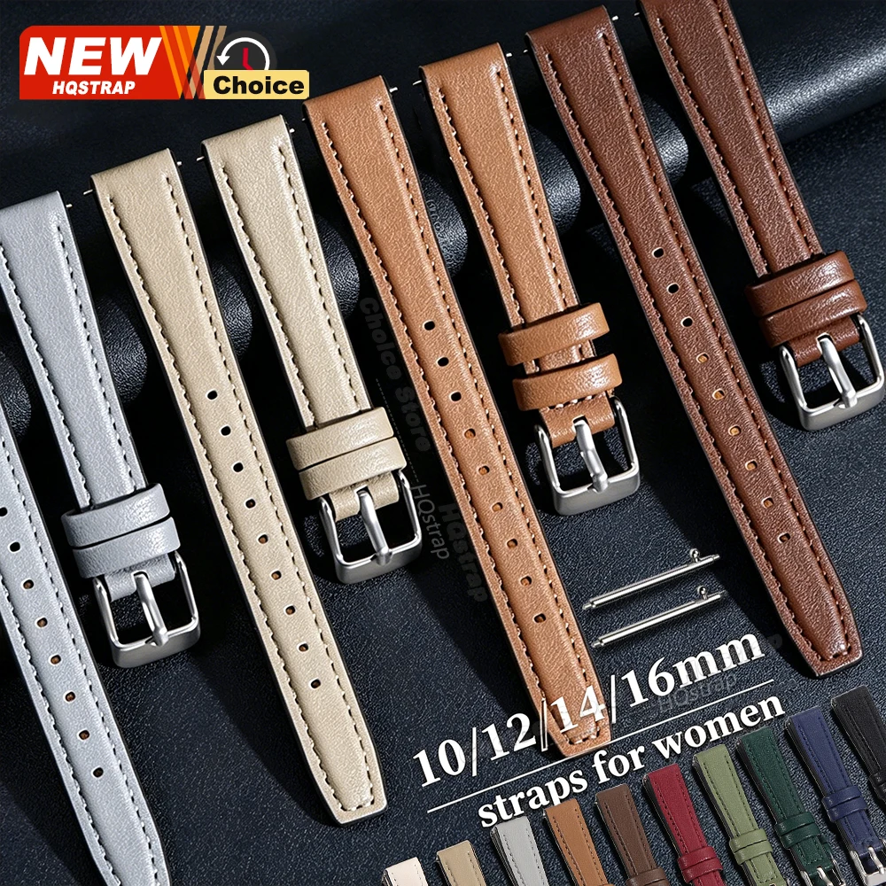 Modisches kleines Armband für Damen, Uhrenarmband 10mm 12mm 14mm 16mm, Smartwatch-Armband aus Leder und Silikon mit Schnellverschluss