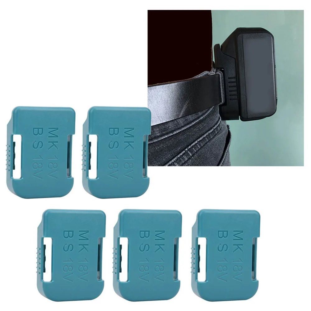 

5pcs Holder Case Belt Slot Battery Holder Belt Clip Cyan and Black Battery Wall Rack Battery Mounts Garage