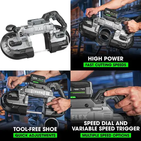 24V Cordless 5-Inch Deep Cut Band Saw - Brushless, Tool Only, No Battery or Charger, Ideal for Heavy-Duty Cutting Jobs