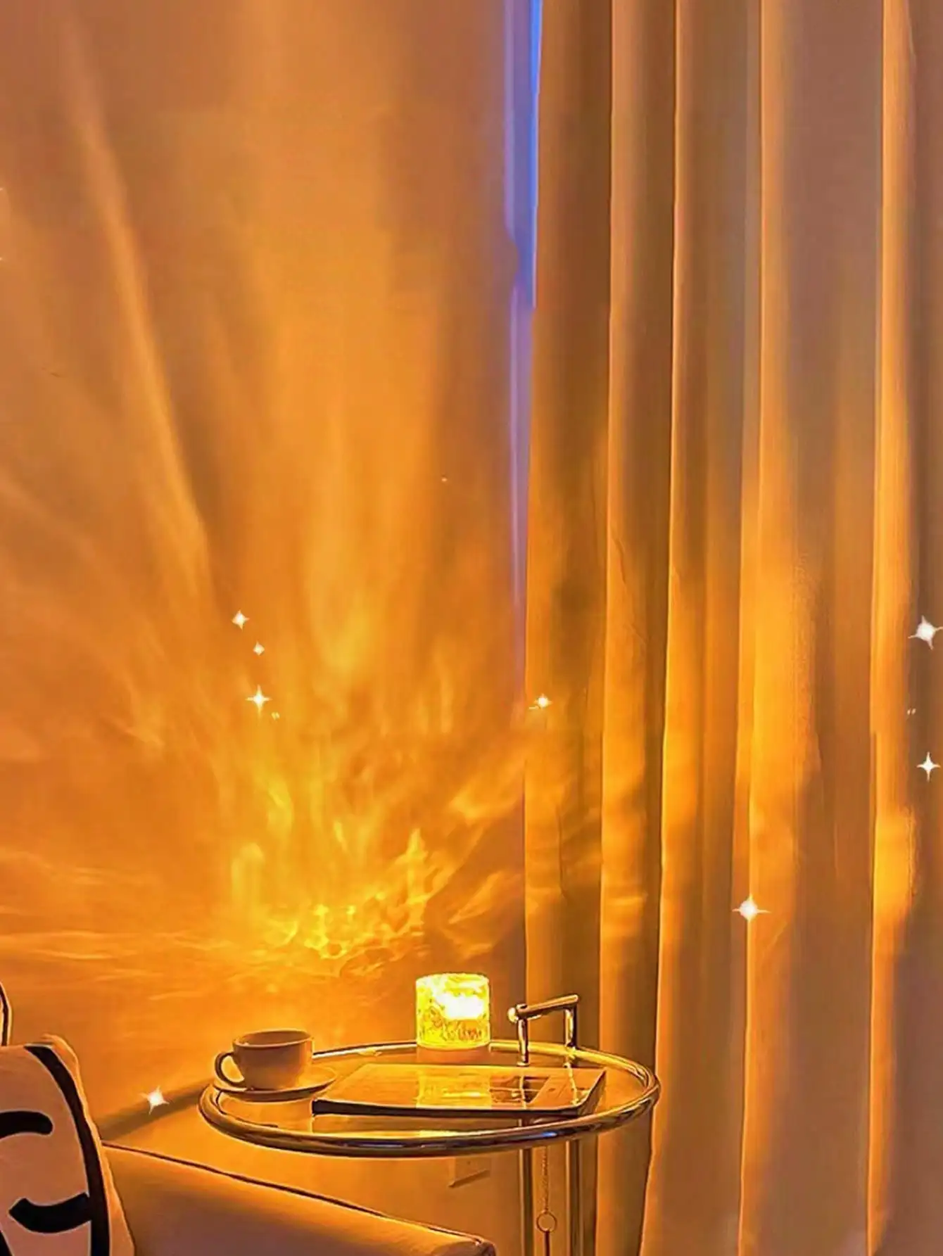 1PC 16-Color Rotating Water Wave Light: RGB Remote Ambient Lamp for Bedroom, Living Room & Gift