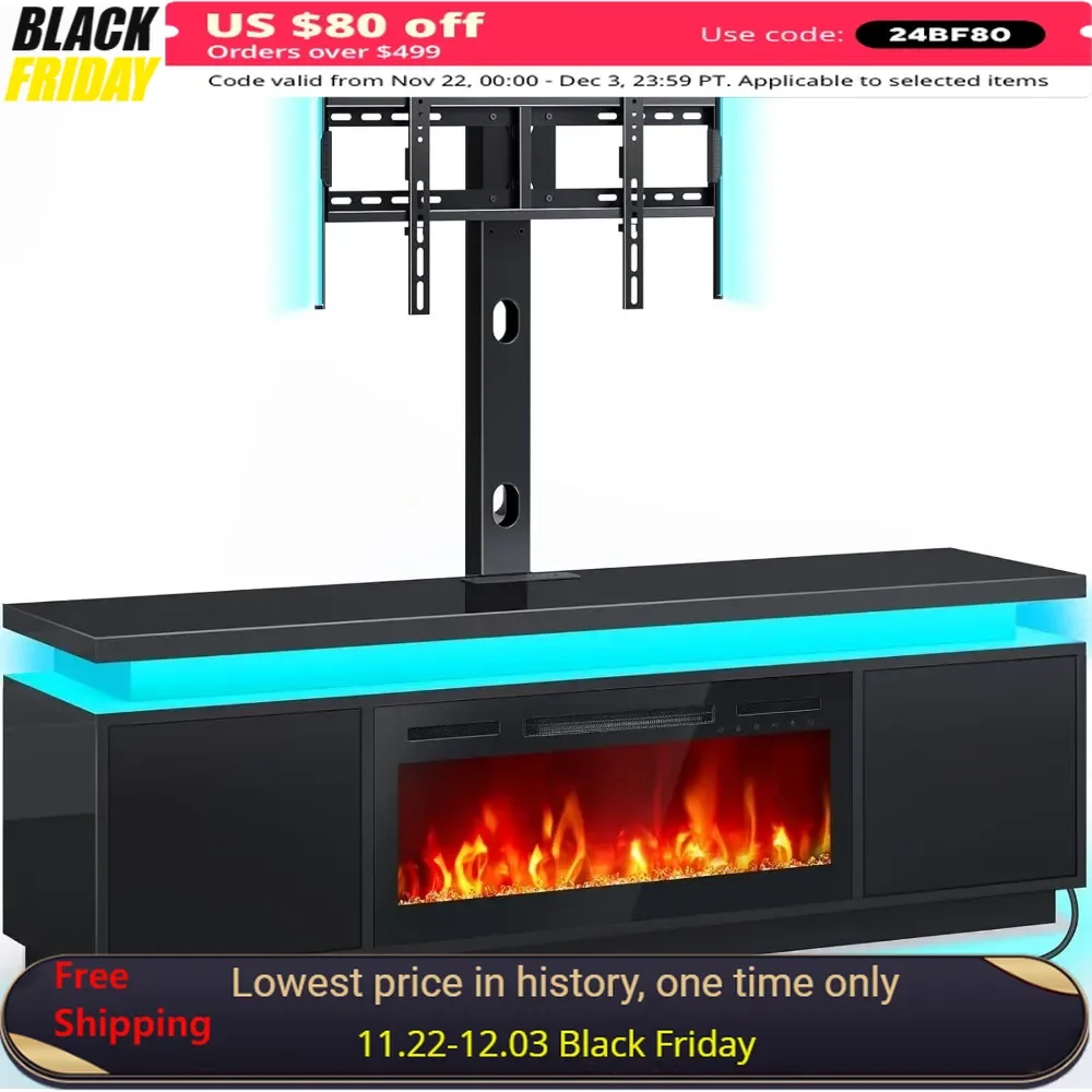 Fireplace TV Stand，with Led Lights and Power Outlets, for 45-70