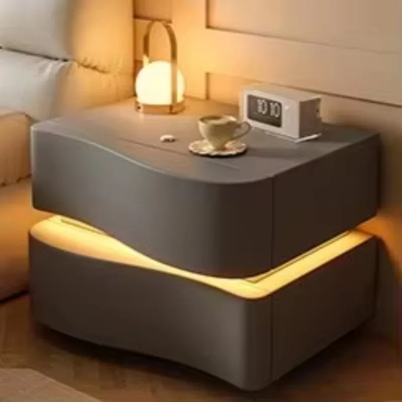Modern Minimalist Storage Human Sensor Light Bedside Table with 2 Drawers Durable  Nightstand for Bedroom and Home Furniture