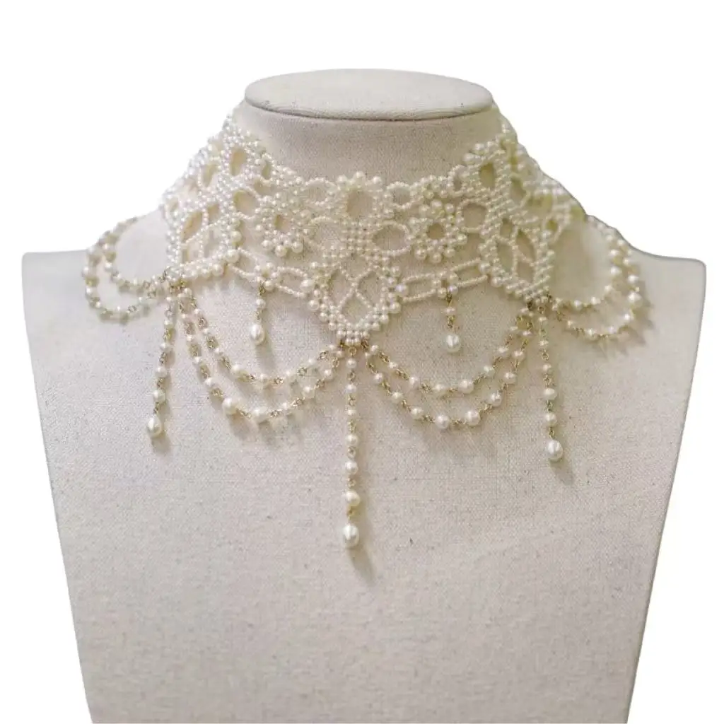 Bellux Silver 925 Natural Freshwater Pearl Beads Choker Necklace High Quality Vintage Women's Wedding Fine Jewelry