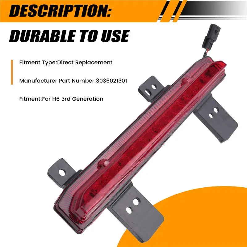 AEA6-Car Rear Fog Light, Rear Bumper Center Light For GREAT WALL HAVAL H6 3Rd Generation Accessories
