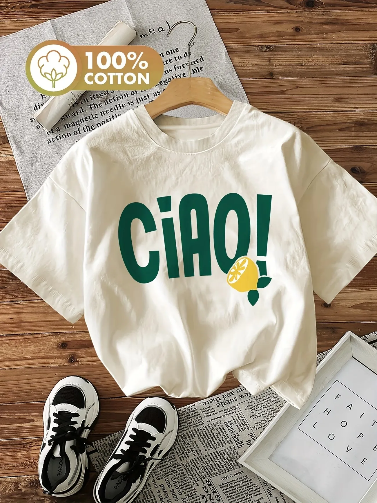 Casual Trendy Ciao Lemon 100% Cotton Women's T-Shirt Loose Fashion Crew Neck Short Sleeve Top Vintage Shirt